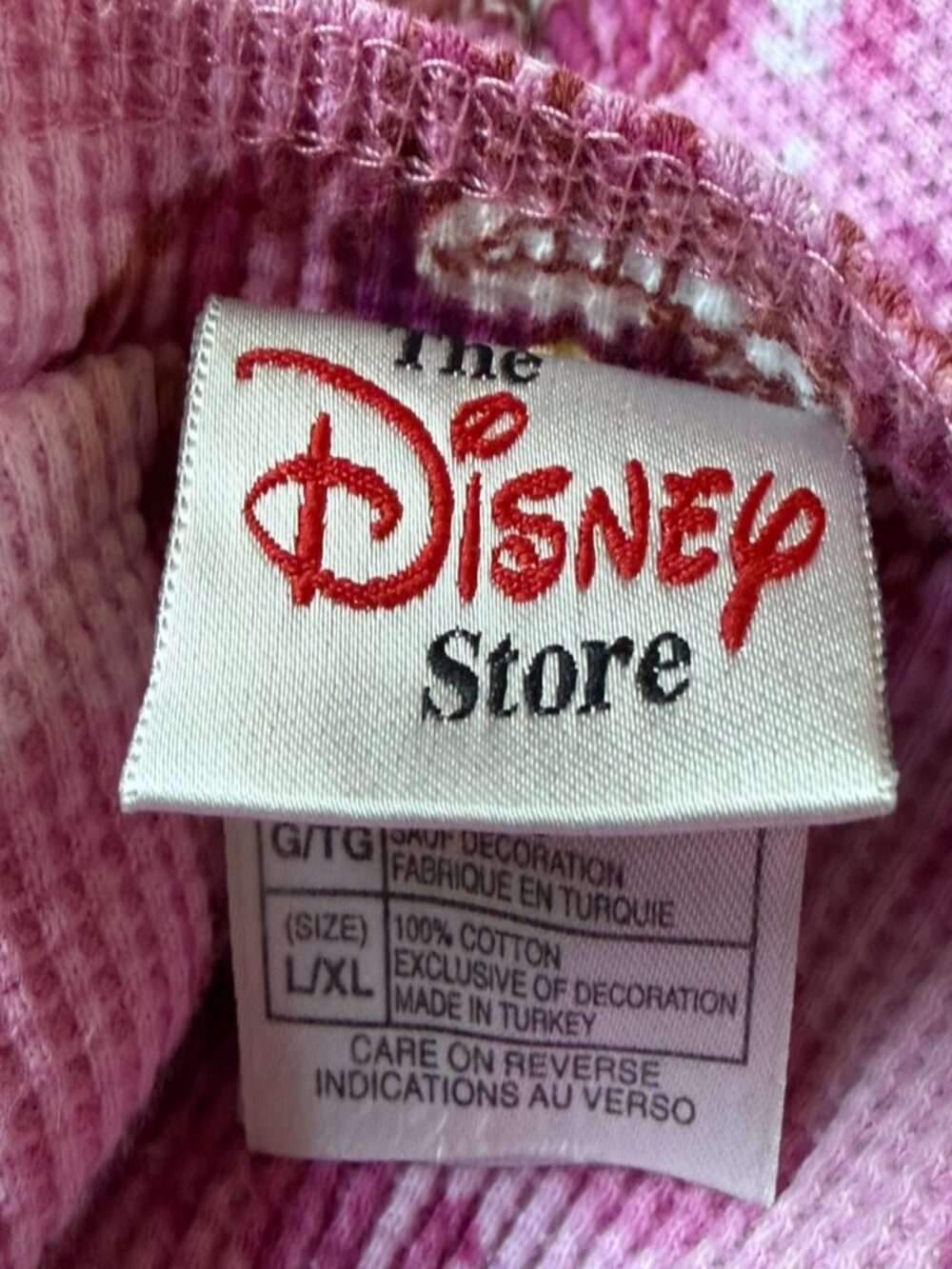 Disney Store Womens L/XL Cheshire Cat Thermal PJ Set Shirt Crop Pant Pajama pink - Picture 2 of 6